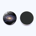 Detail of 30mm galaxy nebula glass fridge magnet with round black soft magnetic backing - Spiral Galaxy Style 4 (JY001902-4)