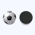 Front and back detail of 25mm soccer themed glass magnets with strong magnetic base - Black & White Soccer Style (JY001913-5)