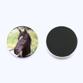Running horse glass refrigerator magnet with 25mm round magnetic crystal backing - Brown Steed Portrait (JY001914-11)