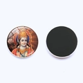 Round glass refrigerator magnet featuring a colorful Hindu god Lord Rama portrait - Lord Rama Deity Portrait Style (JY001923-12)