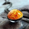 Macro view of cosmic nebula glass pendant necklace with vivid orange planet texture - Orange Yellow Planet(JY001706-7)