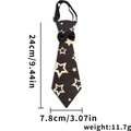 Corbata de graduación negra con estrellas doradas y dimensiones detalladas de gala - Estilo Con Patrón De Estrellas