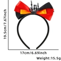 Halloween Haarreif mit rot-schwarzer Schleife und Glitzer-Skeletthand, 19,5x17cm groß - Teufelskrallen-Stil
