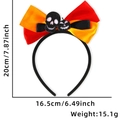 Halloween bow headband with skull and pumpkin sequins, dimensions 20cm x 16.5cm - Bow Headband / Skeleton Pumpkin Style
