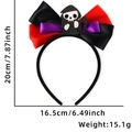 Halloween headband featuring colorful satin bows and a glittery Grim Reaper motif - Bow Headband / Reaper Scythe Style