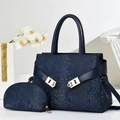Set borsa a mano blu scuro motivo serpente con tracolla e portamonete coordinato - Blu