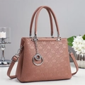 Sac à main bandoulière élégant rose Morandi grande capacité avec cuir gaufré - Rose