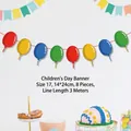 Detailed size view of balloon party banners measuring 14x24cm with 3 meters long string - Colorful Balloon Style (WQLY-LQ17) / Colorful