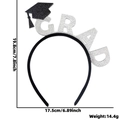 Silver glitter GRAD graduation headband with a black tassel mortarboard cap ornament - Silver GRAD Style