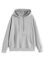 Detail van een gemêleerd grijze hoodie met geribbelde manchetten en kangoeroezak - S / Lichtgrijs