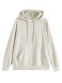 Dettaglio del cappuccio con coulisse e tasca a marsupio su felpa beige in cotone - S / Sabbia