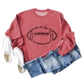 Mise à plat du sweat rouge Game Day assorti avec un jean bleu et des chaussures - S / Rouge (Police Noire)