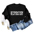 Detailansicht des Respiratory Therapist Buchstabendrucks auf schwarzem Sweatshirt - S / Schwarz