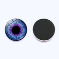 Macro detail showing the round glass dome and back magnetic disc of the cat eye magnet - Blue Purple Iris Style (JY001894-4)