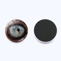 Detail van de ronde 30mm glazen koelkastmagneet met realistisch blauw dierenoogmotief - Blauwe Tint Dierenoog Stijl (JY001964-5)