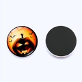 Dettagli di magneti rotondi per Halloween con motivi zucca e pipistrello su bianco - Stile Zucca e Pipistrello (JY002045-1)