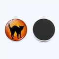 Halloween cat crystal glass fridge magnet with orange sunset and black magnetic backing - Black Cat Sunset Style (JY002045-11)