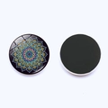 30mm Mandala Yoga Refrigerator Magnet with vibrant glass dome and strong magnetic back - Radial Colorful Mandala Style (JY001959-10)