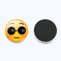 Classic yellow emoji fridge magnet with sunglasses and magnetic backing 30mm glass dome - Smiling Face with Sunglasses (JY001884-11)