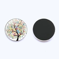 Close-up of glass fridge magnet with colorful tree of life pattern and magnetic backing - Number Colored Tree (JY001932-2)