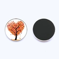 Round Tree of Life glass fridge magnet with colorful heart leaves and black magnetic base - Red Heart Tree (JY001932-12)