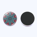 Vista macro de imanes de nevera de mandala de 25mm con patrones geométricos vibrantes - Estilo Mandala Rojo Cián Negro 6 (JY001936-6)