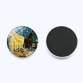 Round 30mm glass fridge magnet featuring Van Gogh's Cafe Terrace at Night art - Cafe Terrace at Night (JY001950-11)