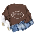 Sweat-shirt marron à manches longues avec imprimé Game Day et motif football blanc - S / Café (Police Blanche)