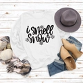 Flachbild von I Smell Snow weißes Sweatshirt mit herbstlichen Accessoires gestylt - S / Weiß (Schwarze Schrift)