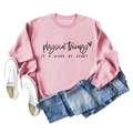 Flat lay of pink physical therapy heart sweatshirt styled with jeans and white sneakers - S / Pink (Black Text)