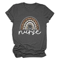 Dark charcoal grey nurse t-shirt featuring leopard rainbow and stethoscope print - S / Dark Grey (White Text)