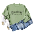 Green long sleeve sweatshirt with heart graphics and physical therapy letter print - S / Olive Green (Black Font)