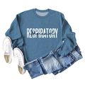 Mise à plat du sweat bleu inhalothérapeute avec jean en denim et baskets blanches - S / Bleu