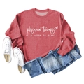Red long sleeve physical therapy sweatshirt styled with jeans and white sneakers - S / Red (White Font)
