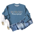 Flat lay of blue Respiratory Therapist sweatshirt styled with jeans and canvas shoes - S / Blue (White Print)
