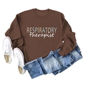 Flachbild von braunem Respiratory Therapist Sweatshirt mit Jeans und weißen Segeltuchschuhen - S / Kaffee (Weißer Druck)