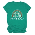 Short sleeve teal nurse T-shirt with leopard print heart and rainbow graphic - Ink Green (White Text)