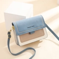 Fashion contrast crossbody bag with blue flap and wheat-pattern stitching detail - Blue