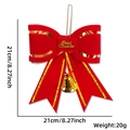 Detail einer roten Samtschleife für Weihnachten mit Goldrand, Glocke und Schriftzug - 21CM Weihnachtsschleife mit Glocke