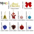 Dimensions détaillées du lot de 10 décorations de Noël avec cloches et ornements - Set d'ornements de Noël