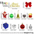 Vue détaillée d'un ensemble de 11 décorations de Noël avec cloches et nœuds rouges - Mélange Classique de Décorations de Noël