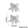 Silver glitter Christmas bows set of two featuring sparkling texture and 12.5cm height - 2 Pcs/Set / Silver