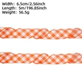 Detalle de cinta de cuadros vichy naranja y blanca de 6,5 cm con bordes de alambre - Cinta A Cuadros De Imitación Lino / 5 Metros De Tela A Cuadros Naranjas Y Blancos (65 Cm)