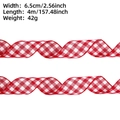 Primer plano de cinta navideña a cuadros rojos y blancos de 6,5cm para regalos y decoración - 4 Metros / Cuadros Rojo Blanco