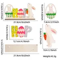Detailed size specifications for Easter wooden bunny and egg tabletop ornament display - Hop Rabbit Flower Basket Style