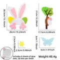 Detailed DIY Easter felt set with bunny, tree, and butterfly wall stickers for party decor - Rabbit Tree Bow Style