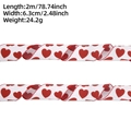 Detail of heart print ribbon with red wired edges, 6.3cm width for Valentine gift decor - 2M White Ribbon Red Heart