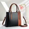 Sac à main chic tricolore noir, marron et blanc avec bandoulière amovible élégante - Type A Noir