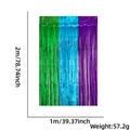 Detailed view of tricolor green blue purple tinsel curtain measuring 2m height and 1m width - 100cmx200cm / Green Blue Purple Spliced