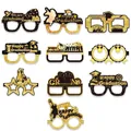 Set di 10 occhiali in carta per laurea in nero e oro per accessori fotografici creativi - Stile A